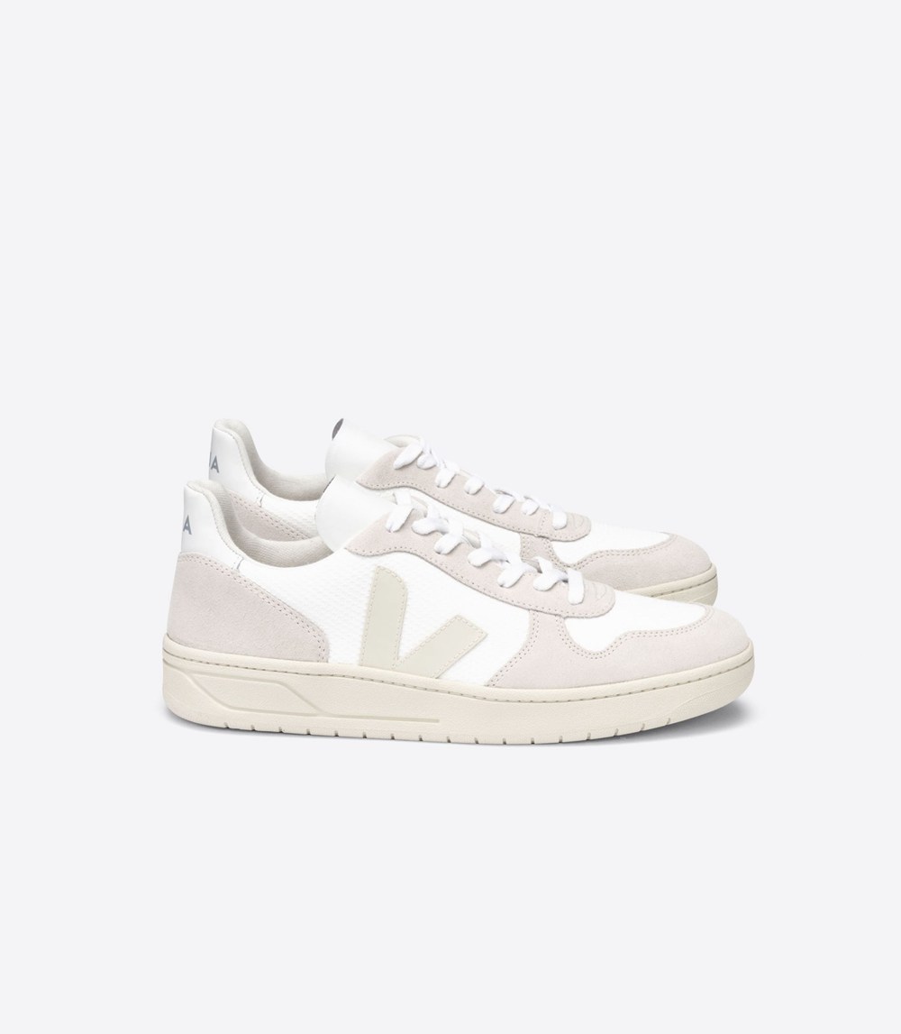 Veja Sneakers Womens - V-10 B-mesh - White/Beige - 6807ILKZJ